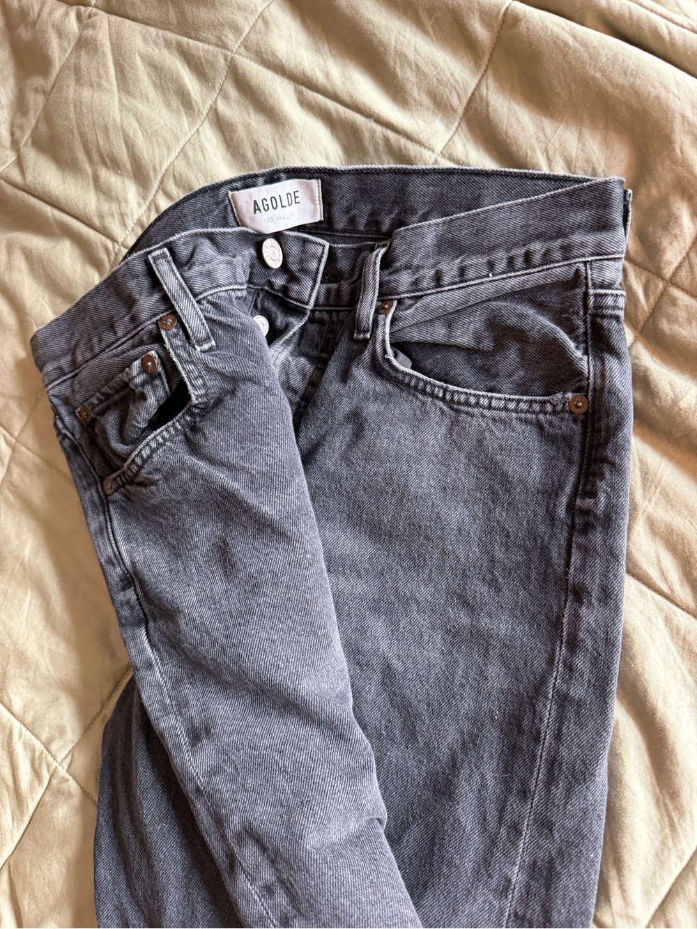 Agolde Vintage Women’s Acid Wash Black '90's Pinch' Denim Jeans size 26